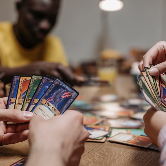 Group playing a card game