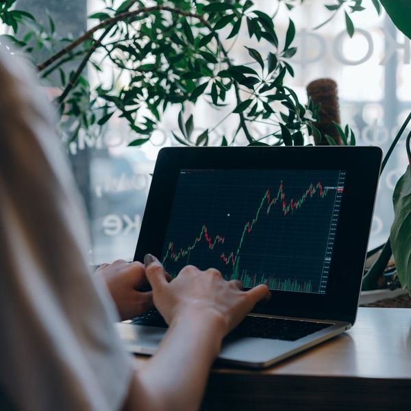 person using an investment website