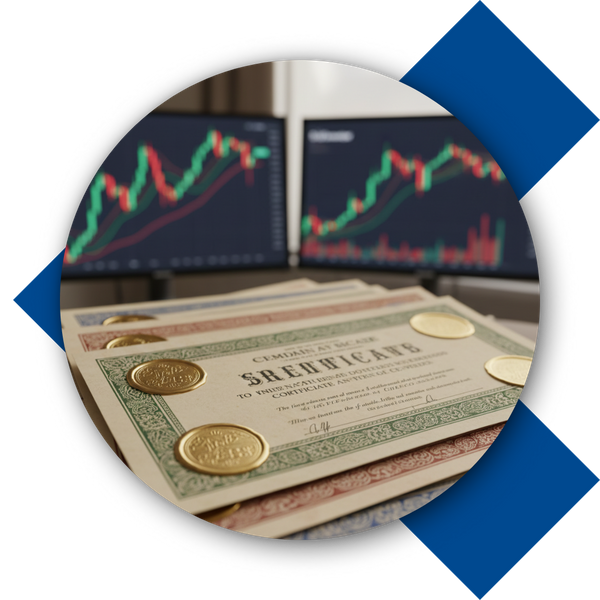 Stacks of bond certificates