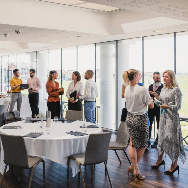 employees mingling at a corporate event