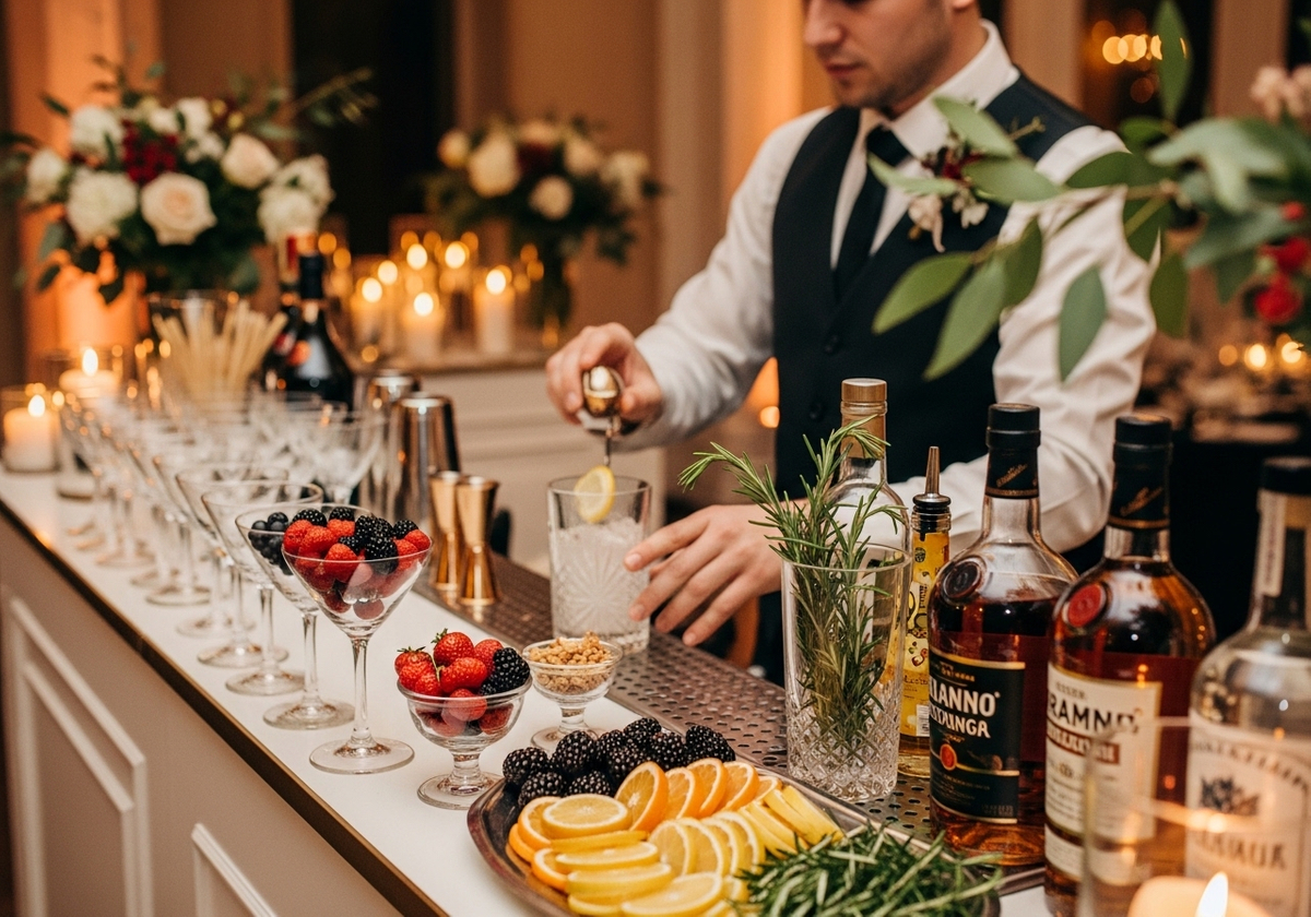 Elegant Bartender Preparing Cocktails