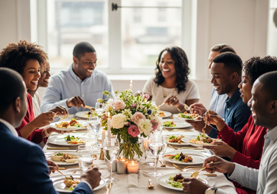 Friends Celebrating over Dinner