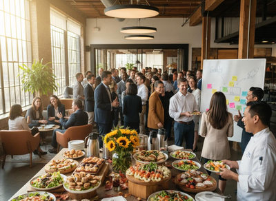 Diverse Business Professionals Networking at a Corporate Event