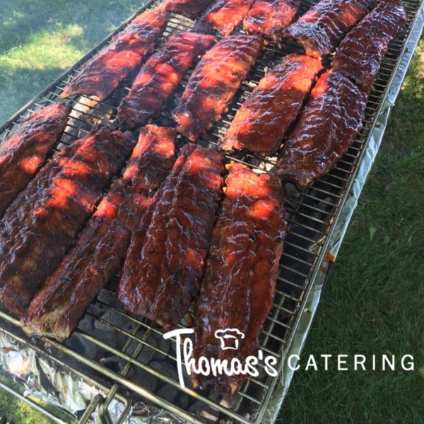 BBQ ribs being smoked