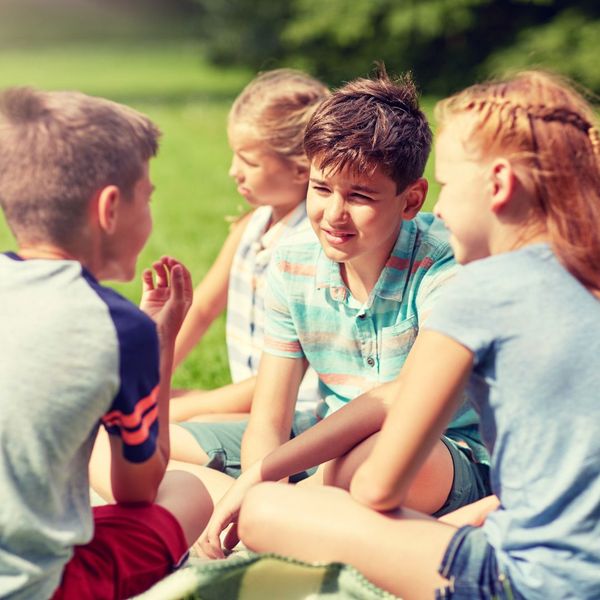 Children talk in a group