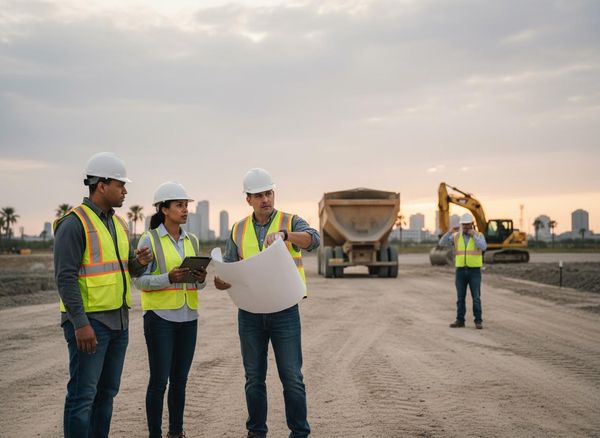 Construction Team Reviewing Site Plans