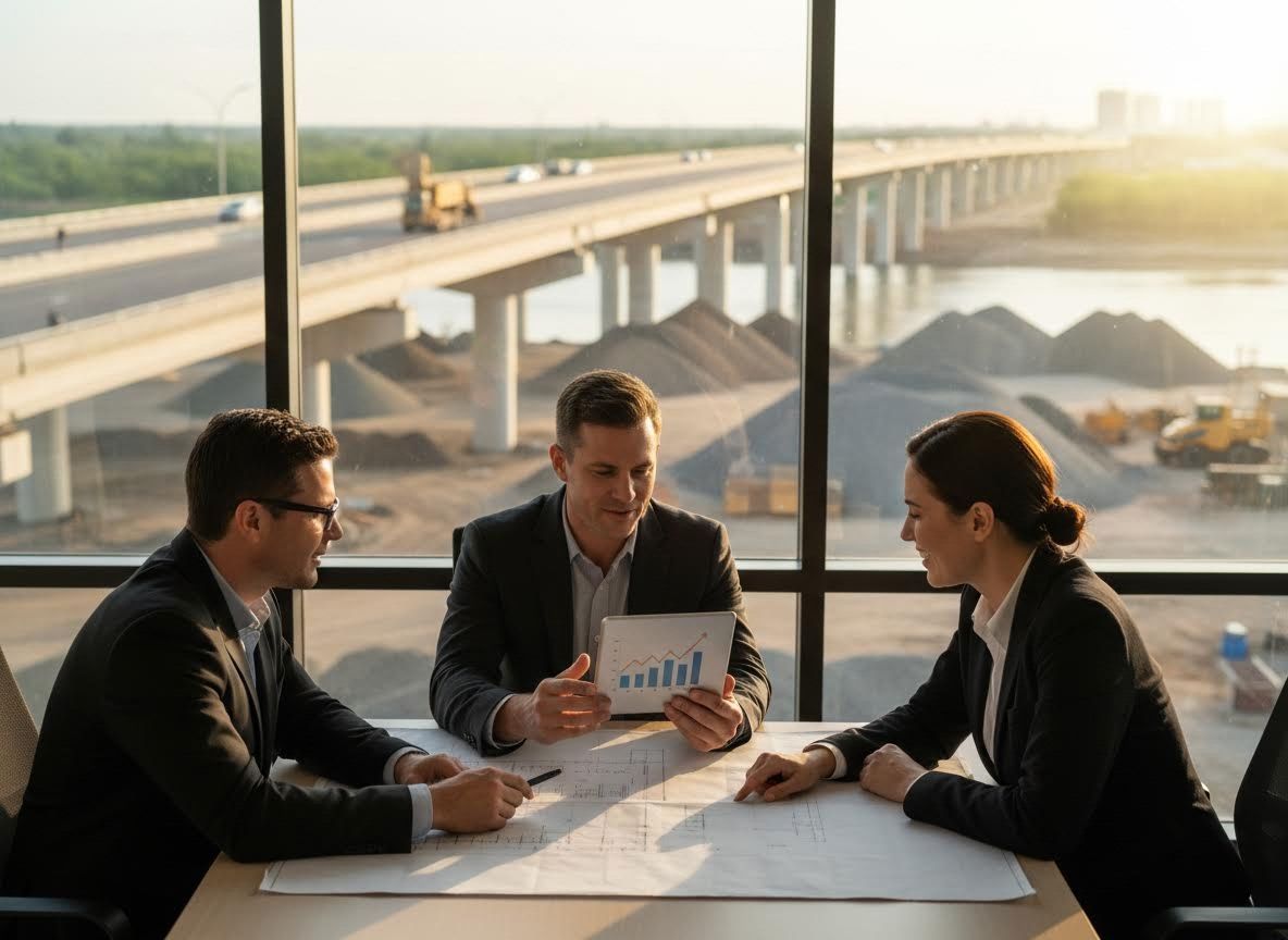 Business Professionals Discussing Project with Construction View