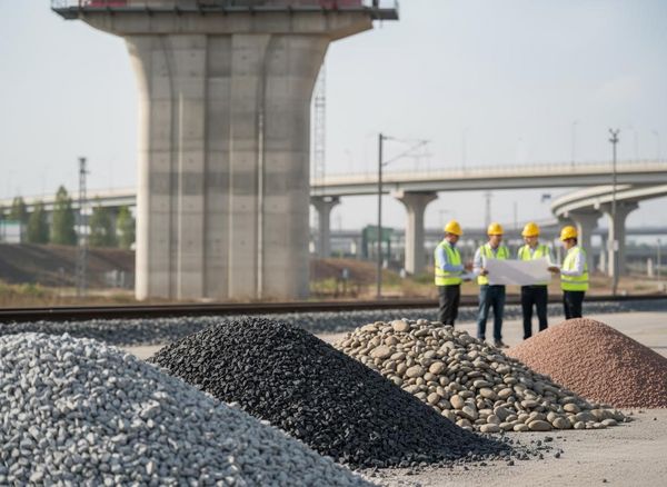 Construction Site with Engineers and Aggregates