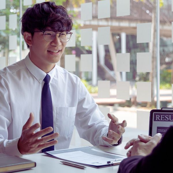 young man in interview