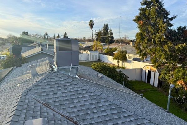 view on the top of a roof with an hvac system