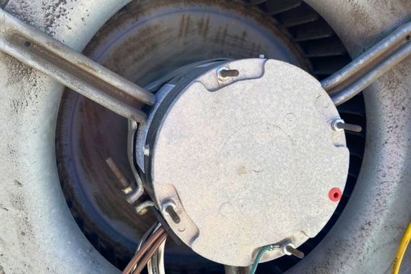 an HVAC blower motor and fan wheel
