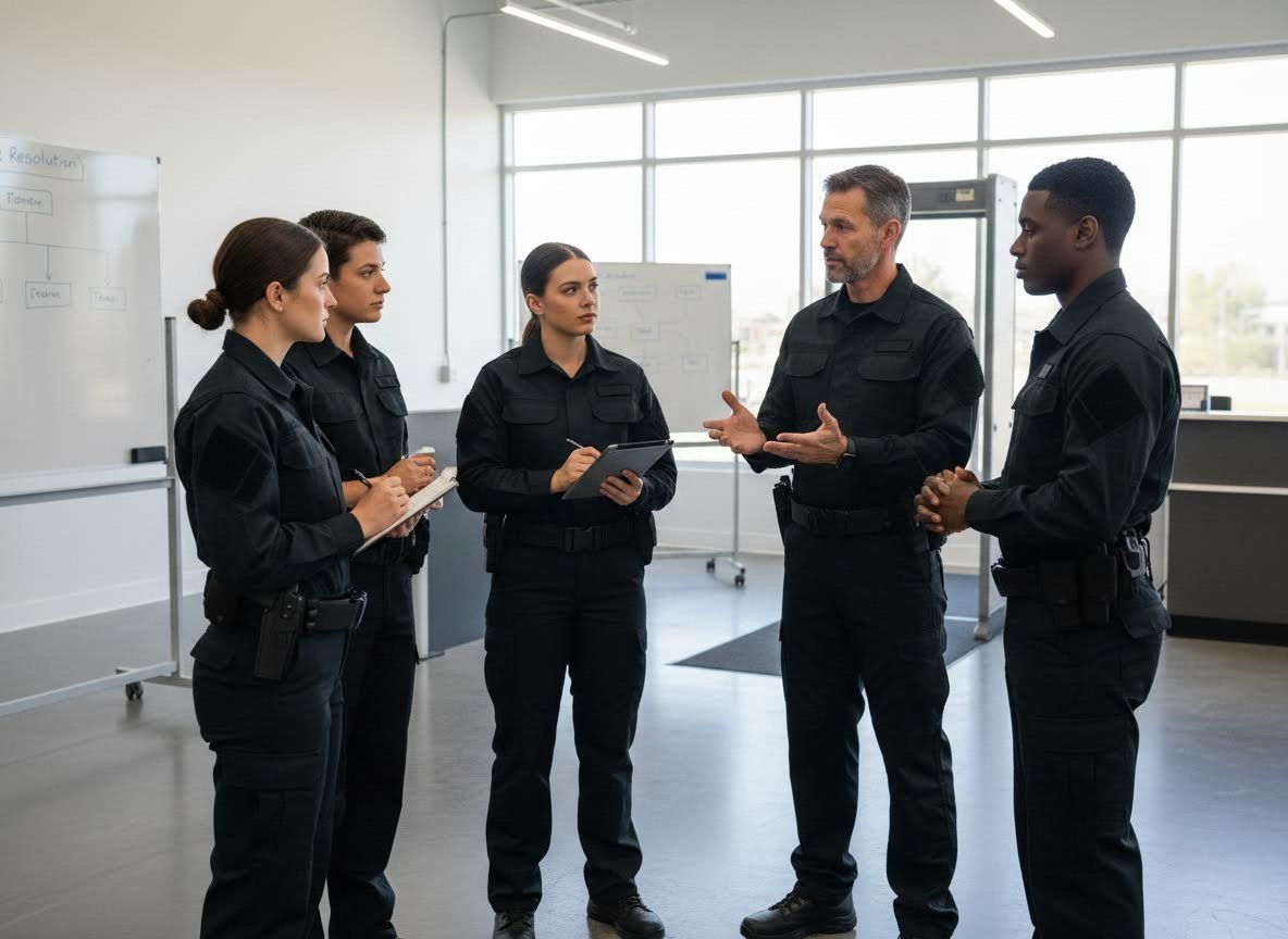 Group of security officers in a training session