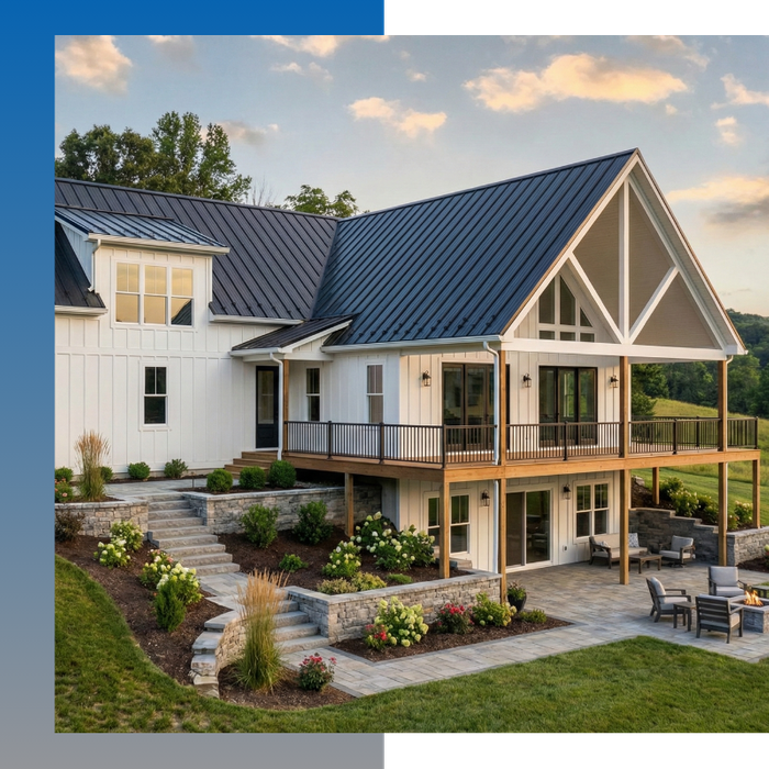 Home with a walk-out basement on a hill