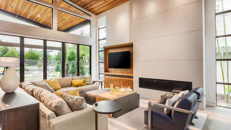 Modern home addition in the living room