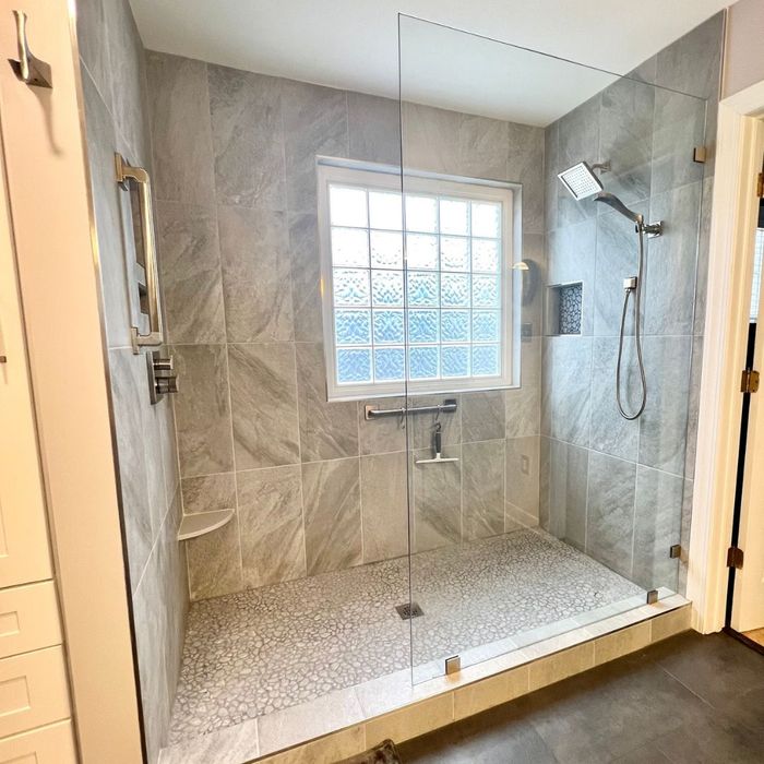 a newly remodeled shower