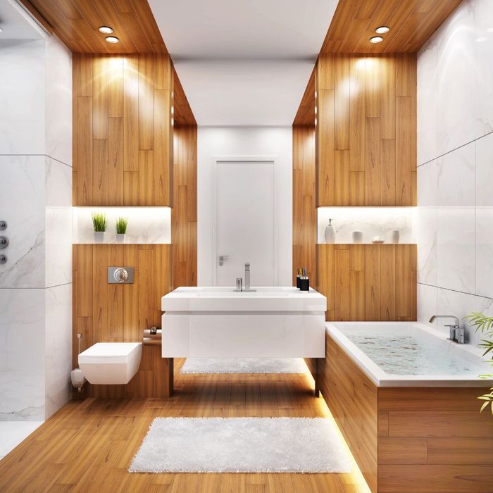 Modern bathroom remodel with jacuzzi tub