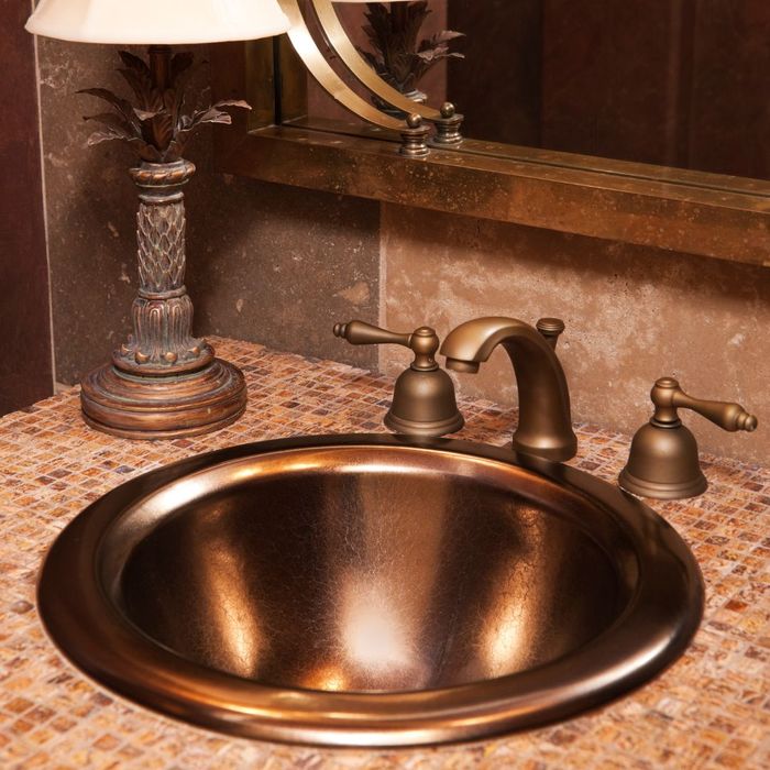 charming copper sink in bathroom