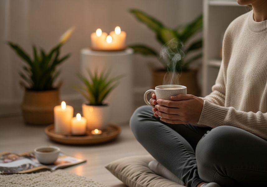 Cozy Relaxation with Coffee and Candles