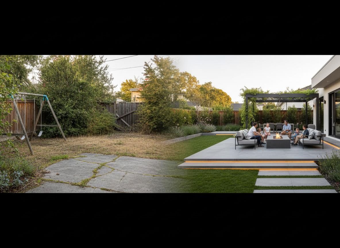 Before and After Backyard Renovation with Modern Patio