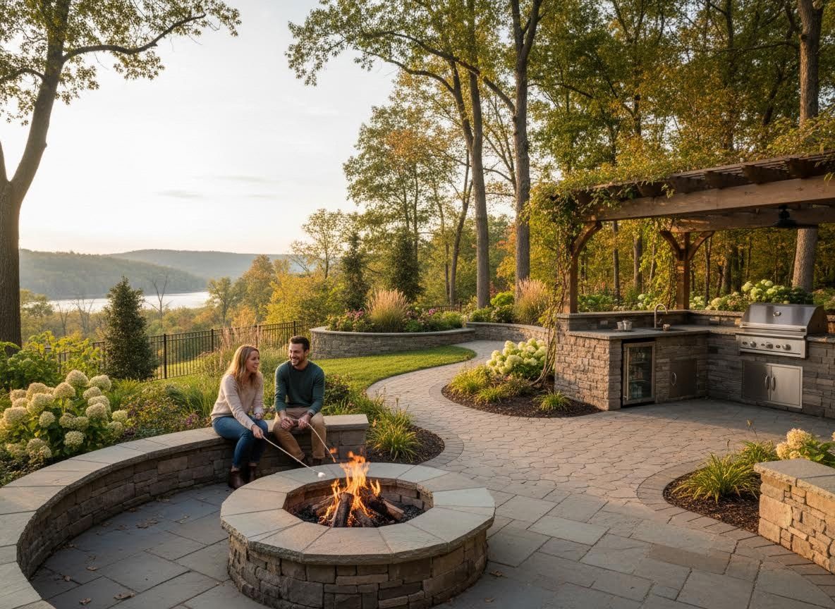 Luxury Outdoor Living Space with Fire Pit