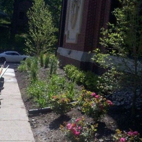 landscaped flower beds