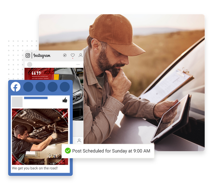 Auto shop social media scheduling tool