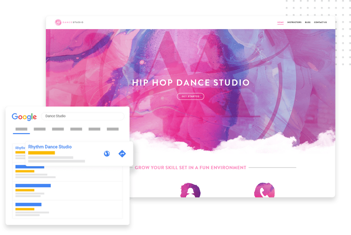 Google organic search listing dance studio