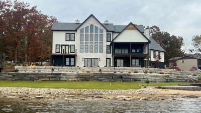 retaining wall in front of a home
