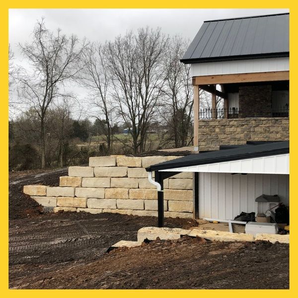 stone wall under construction