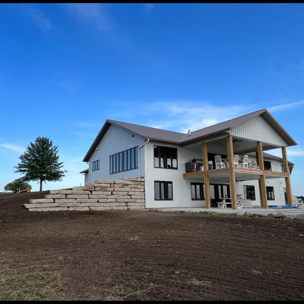 retaining wall beside a home