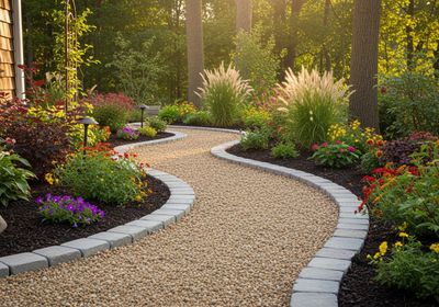 Scenic Gravel Path Through a Vibrant Garden