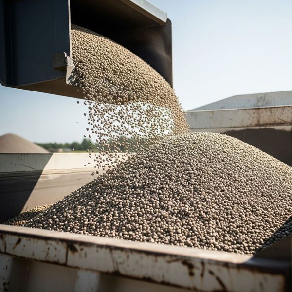 Close-up of pea gravel being loaded onto a truck. Close-up of pea gravel being loaded onto a truck.