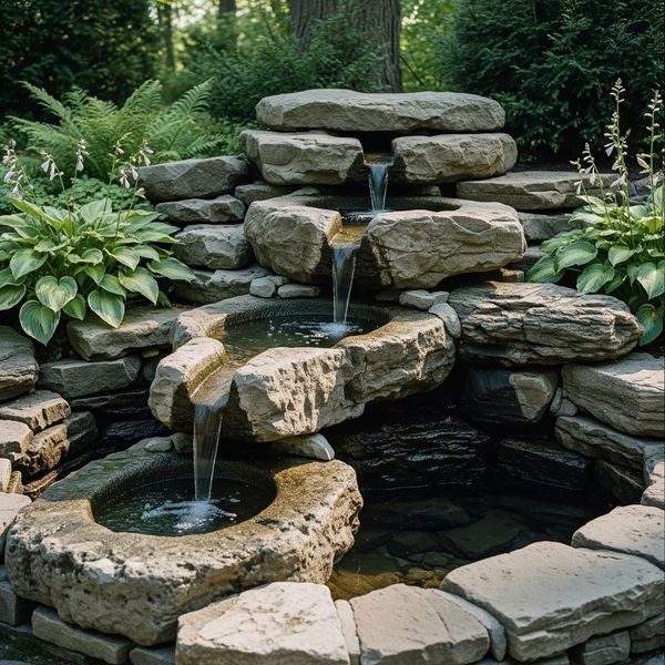 water feature with rock water feature with rock