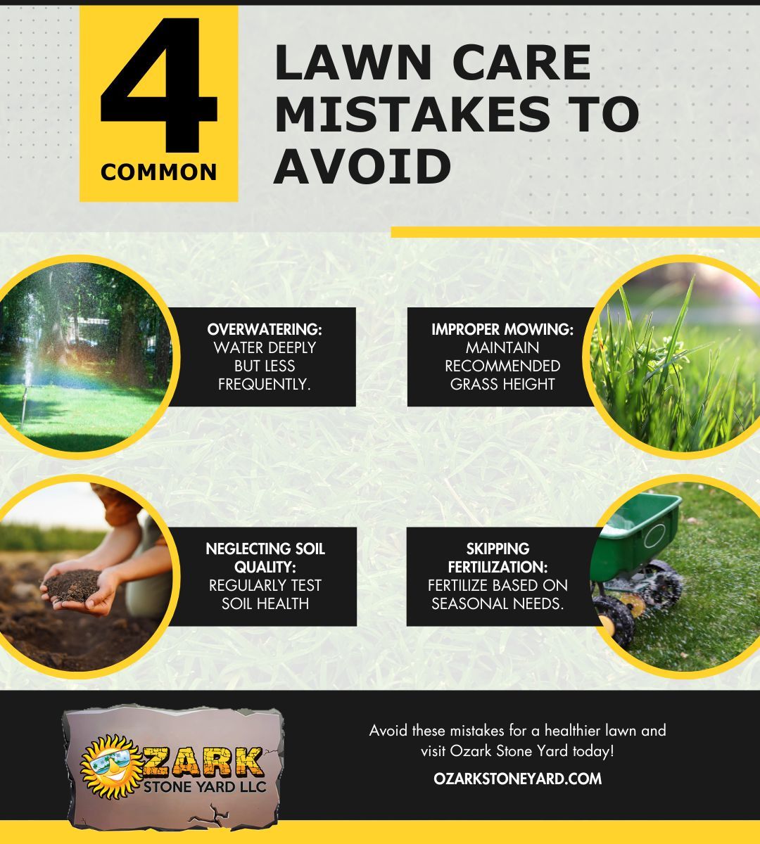 infographic titled 4 Common Lawn Care Mistakes To Avoid infographic titled 4 Common Lawn Care Mistakes To Avoid