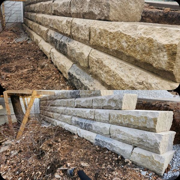 Limestone retaining walls.