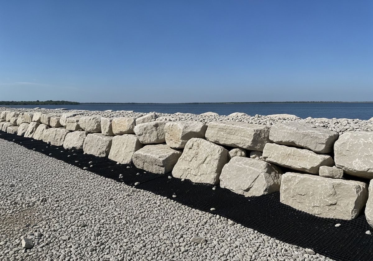 Rock Barrier on Lake Shore