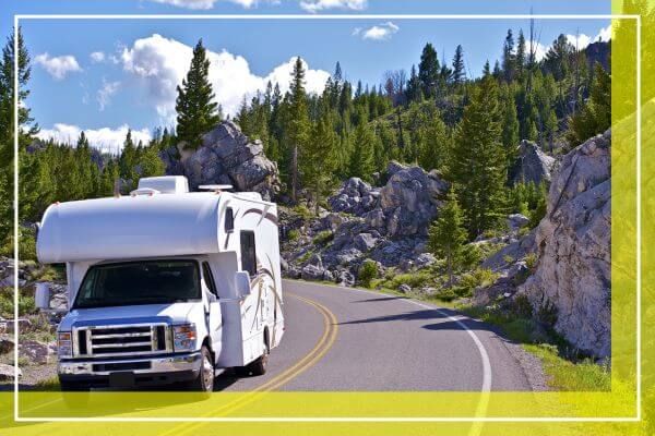 RV driving down road