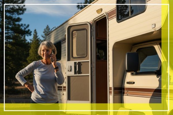 woman calling for RV services woman calling for RV services