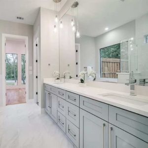 light colored cabinets with a light countertop