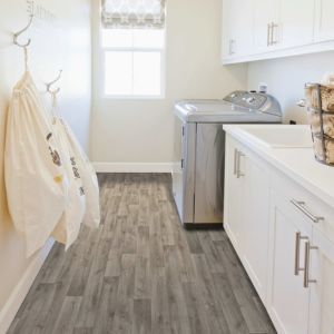 wood floor in a laundry room