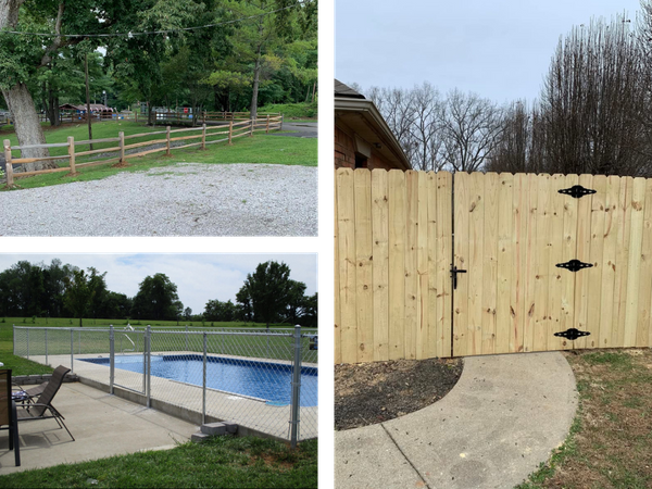 collage of completed fence jobs