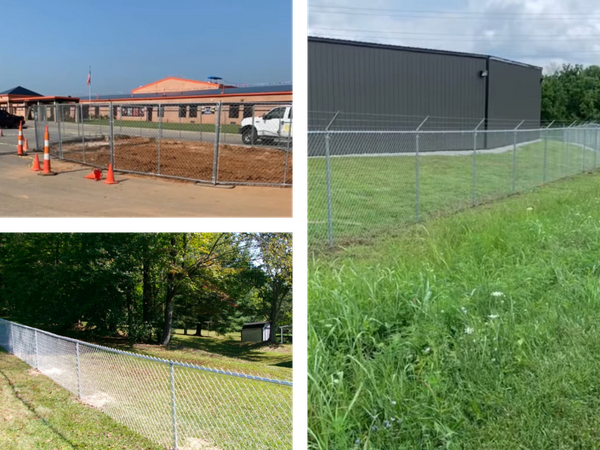 collage of completed commercial fence jobs