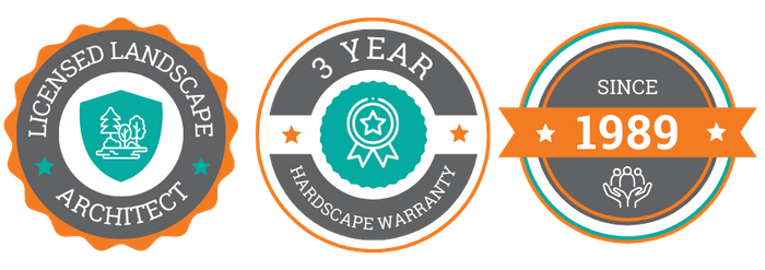 Licensed Landscape Architect, 3 year hardscape warranty, since 1989