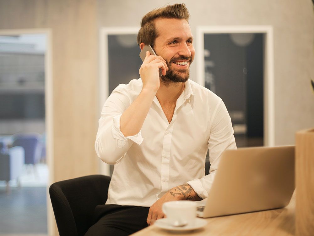 Business man discussing plans over the phone