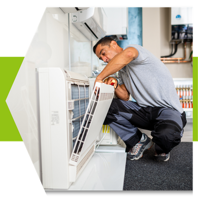 Man repairing a vent