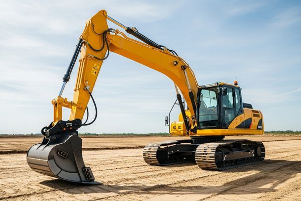 modern yellow excavator