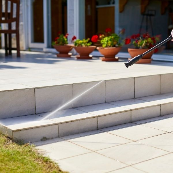 Masonry steps. Masonry steps.