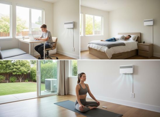 Indoor Air Conditioner in Home Office, Bedroom, and Meditation Space