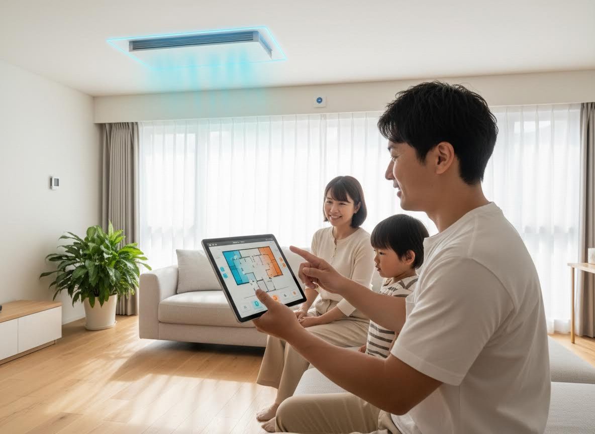 Family Controls Smart Home with Tablet