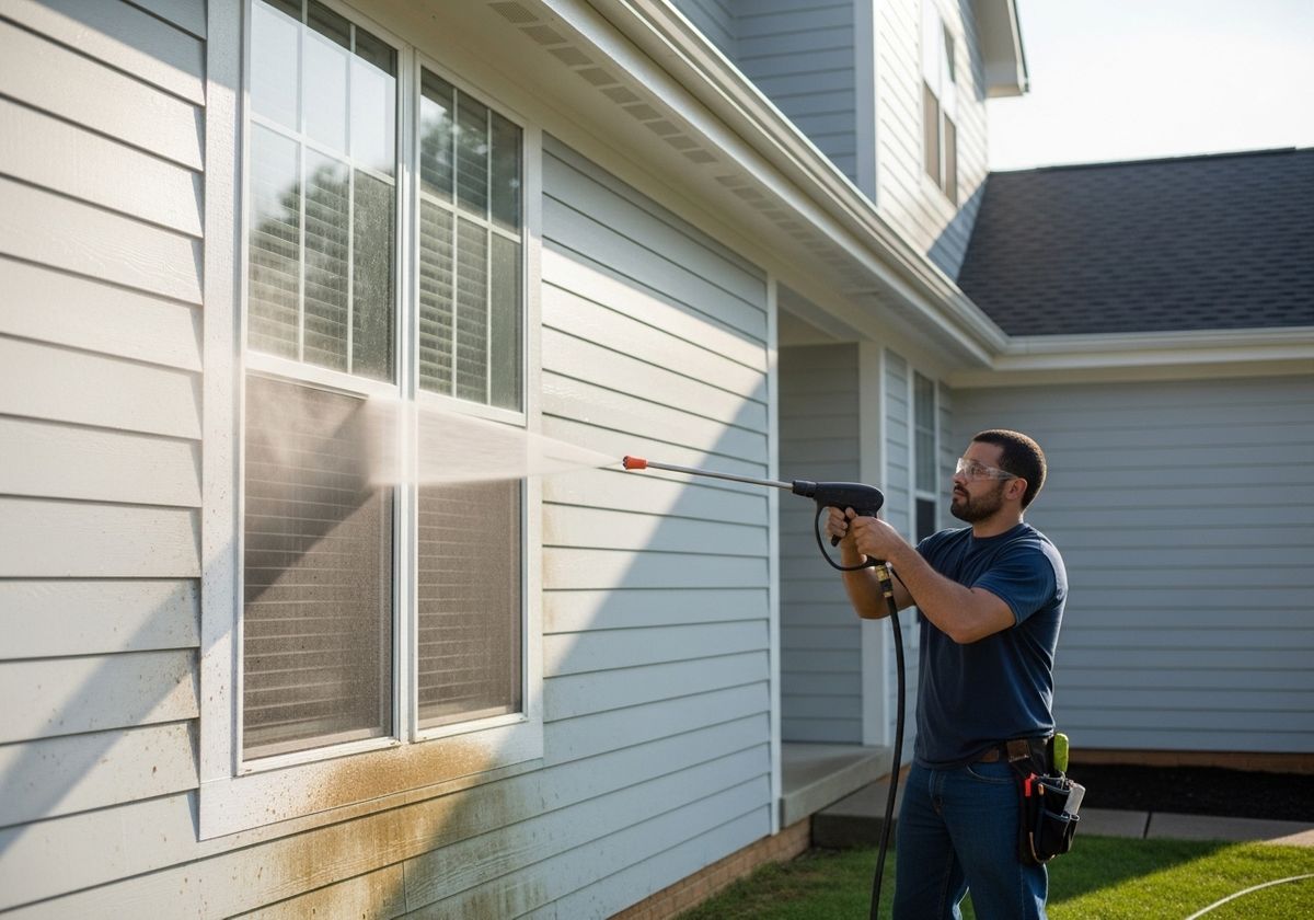 Man Power Washing Window
